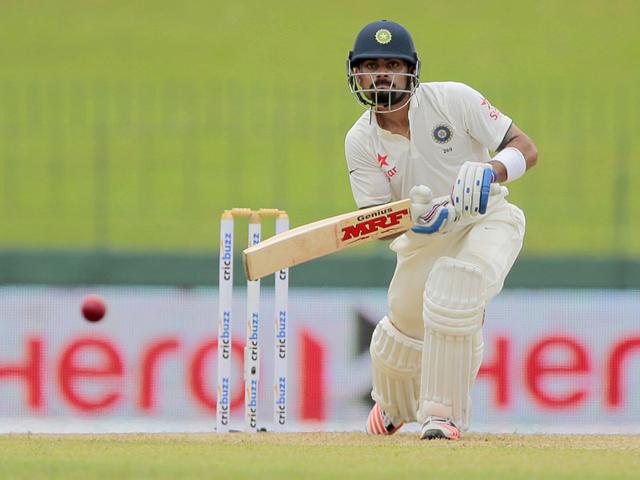 India's skipper Virat Kohli in action during the day's first session. (AP Photo) India's skipper Virat Kohli in action during the day's first session. (AP Photo)
