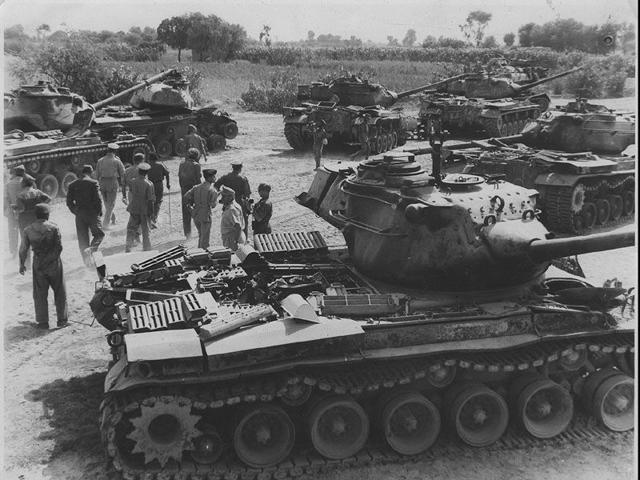 The photograph depicts the 1965 Indo-Pak War where a large number of Pakistani Patton Tanks were Destroyed by Indian forces. (PIB)