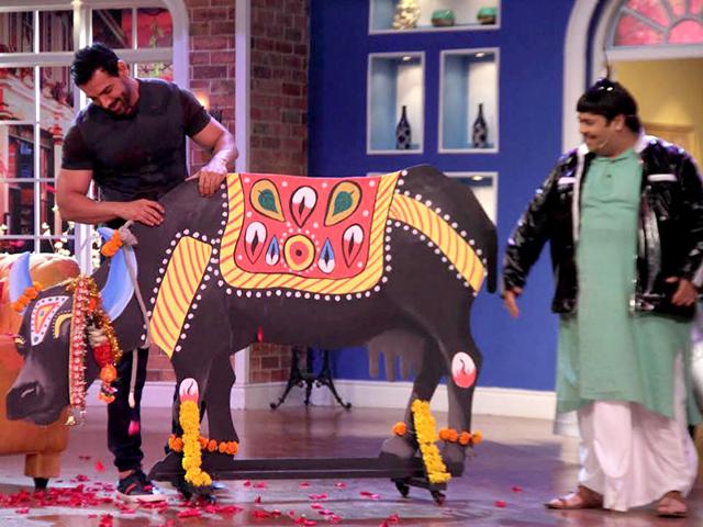 John Abraham fools around on Comedy Nights.