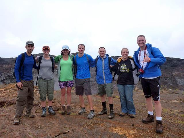 This October image -- courtesy of the University of Hawaii at Manoa -- shows the (L-R) Brian Shiro, HI-SEAS Mission Support, University of Hawaii at Manoa and HI-SEAS Mission 3 crew members: Sophie Milam, Joceyln Dunn, Zak Wilson, Allen Mirkadyrov, HI-SEAS Commander Martha Lenio and Neil Scheibelhut. (AFP Photo handout-University of Hawaii at Manoa/Zak Wilson)