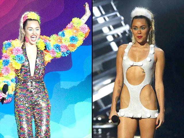 Miley Cyrus changed a surprising number of times during the award ceremony. Some of the moments when you could actually see her clothes.