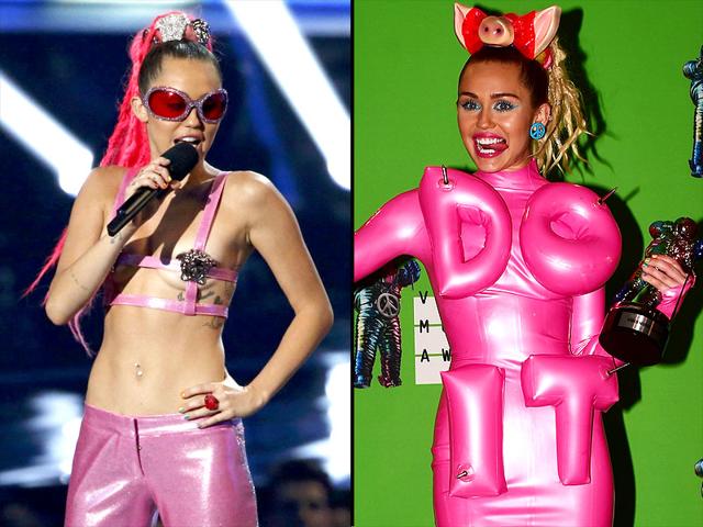 Miley Cyrus hosted the VMAs two years after her (in)famous twerking at the show made news.