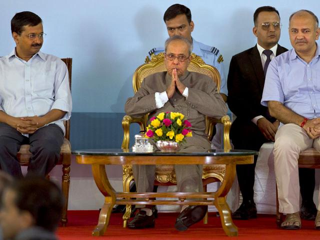 President Pranab Mukherjee, center, sits with Delhi chief minister Arvind Kejriwal, left, and education minister of Delhi Manish Sisodia, right, during a function to mark Teachers’ Day in New Delhi. September 5 is marked as Teachers’ Day in India. (Photo/AP) President Pranab Mukherjee, center, sits with Delhi chief minister Arvind Kejriwal, left, and education minister of Delhi Manish Sisodia, right, during a function to mark Teachers’ Day in New Delhi. September 5 is marked as Teachers’ Day in India. (Photo/AP)