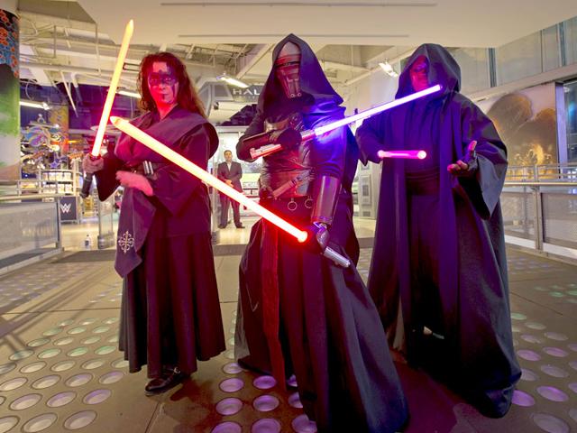 Fans dressed as Star Wars characters at Times Square, New York as part of the Force Friday celebrations. (Reuters) Fans dressed as Star Wars characters at Times Square, New York as part of the Force Friday celebrations. (Reuters)