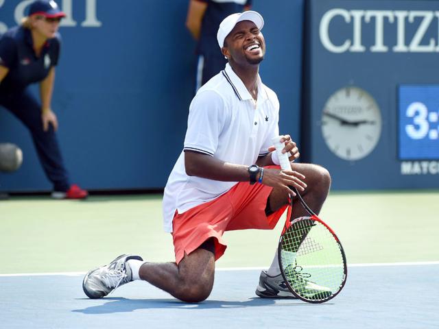 Donald Young of the US after defeating Gilles Simon of France in the men's singles first-round of the 2015 US Open at the USTA National Tennis Center in New York, on September 1, 2015. Young won 2-6, 4-6, 6-4, 6-4, 6-4. (AFP Photo) Donald Young of the US after defeating Gilles Simon of France in the men's singles first-round of the 2015 US Open at the USTA National Tennis Center in New York, on September 1, 2015. Young won 2-6, 4-6, 6-4, 6-4, 6-4. (AFP Photo)
