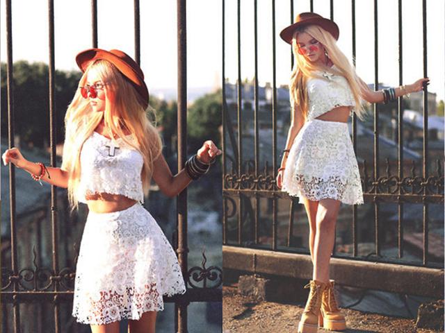 Craving a change from summer's staple dresses? Take a break with a stylish white crop top-short skirt number. Craving a change from summer's staple dresses? Take a break with a stylish white crop top-short skirt number.