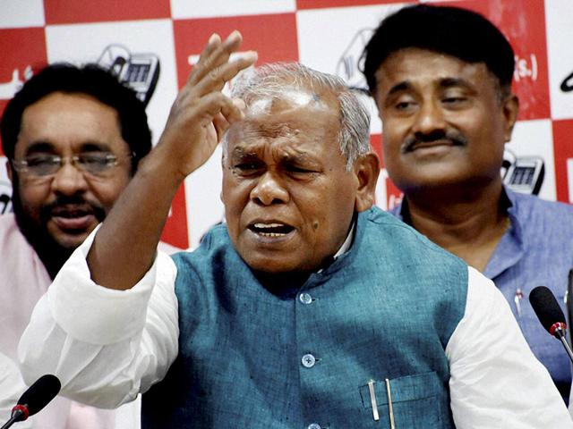 HAM (S) chief Jitan Ram Manjhi addressing a press conference in Patna. (PTI Photo) HAM (S) chief Jitan Ram Manjhi addressing a press conference in Patna. (PTI Photo)