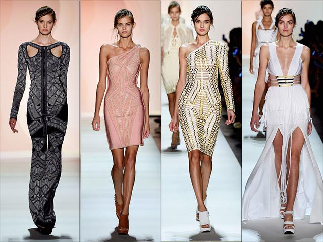 BCBG Max Azria screamed California cool with its floaty, tie-dyed collection in a color palette of zesty citrus tones and summery corals. BCBG Max Azria screamed California cool with its floaty, tie-dyed collection in a color palette of zesty citrus tones and summery corals.