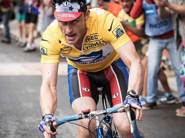Ben Foster as the tainted champion Lance Armstrong. (Twitter)
