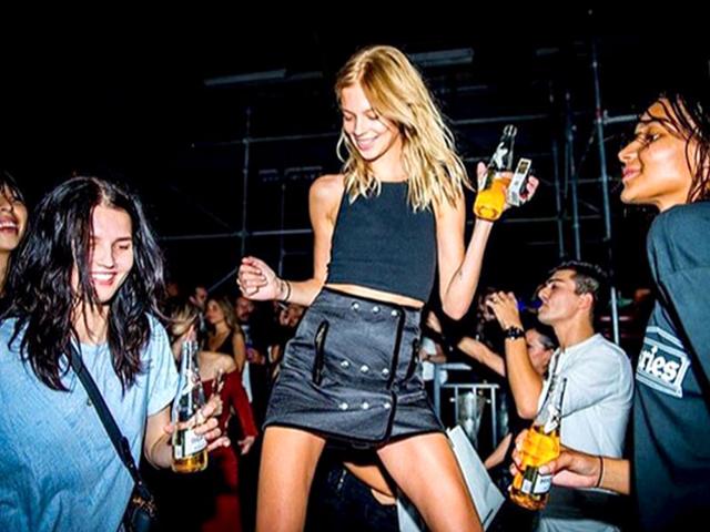 Fashion's favorite bad girl model Lexi Boling lets her hair down at the Alexander Wang 10th anniversary post-show bash. (Instagram)