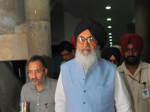 Punjab CM Parkash Singh Badal arrives for monsoon session at Punjab Vidhan Sabha in Chandigarh.