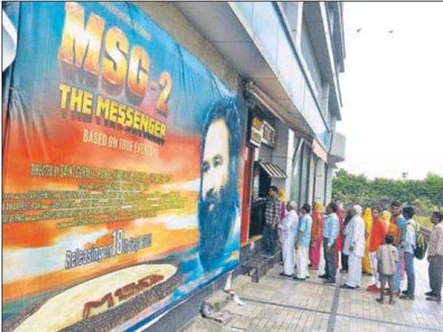 A cinema hall in Karnal where ‘MSG-2: The Messenger’ was released on Friday (CL kashyap/ht) A cinema hall in Karnal where ‘MSG-2: The Messenger’ was released on Friday (CL kashyap/ht)
