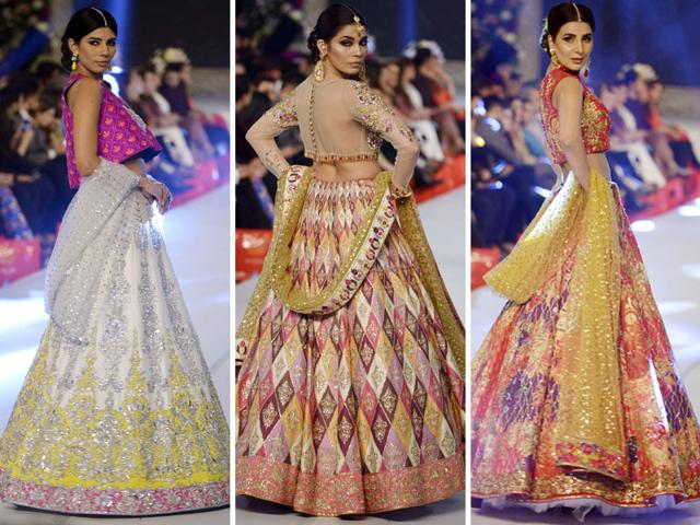 Models in other creations by Nomi Ansari during the PFDC L’Oreal Paris Bridal Week in Lahore on September 18, 2015. (AFP) Models in other creations by Nomi Ansari during the PFDC L’Oreal Paris Bridal Week in Lahore on September 18, 2015. (AFP)