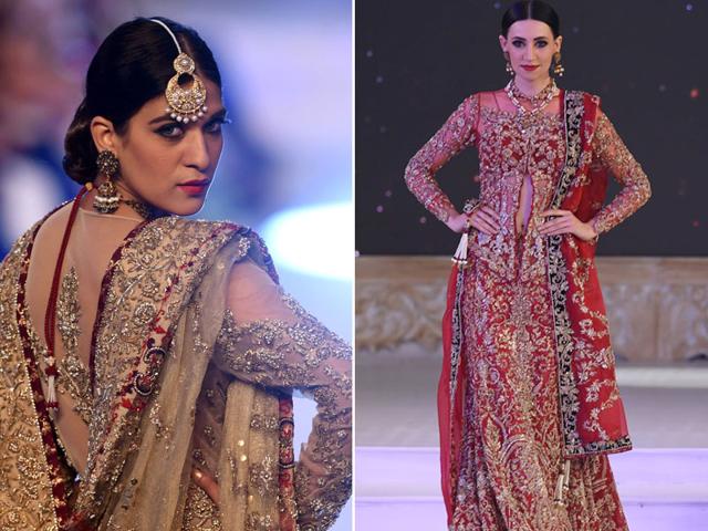 Models present designer Nickie Nina’s works during the PFDC L’Oreal Paris Bridal Week in Lahore on September 17, 2015. (AFP) Models present designer Nickie Nina’s works during the PFDC L’Oreal Paris Bridal Week in Lahore on September 17, 2015. (AFP)