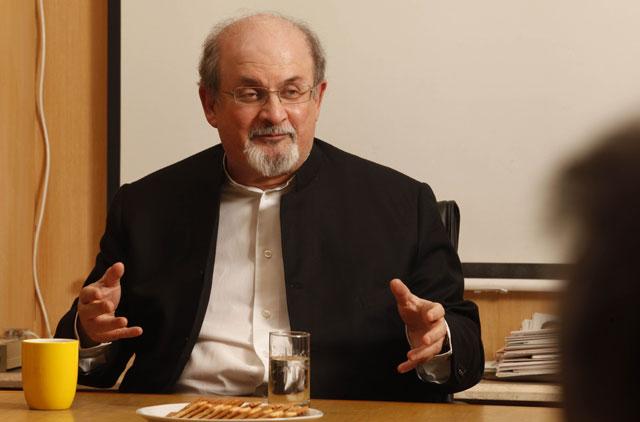 A file photo from 2013, 22 January: Writer Salman Rushdie interacting with Hindustan times Senior editor meeting at HT house in New Delhi. (Raj K Raj/Hindustan Times) A file photo from 2013, 22 January: Writer Salman Rushdie interacting with Hindustan times Senior editor meeting at HT house in New Delhi. (Raj K Raj/Hindustan Times)