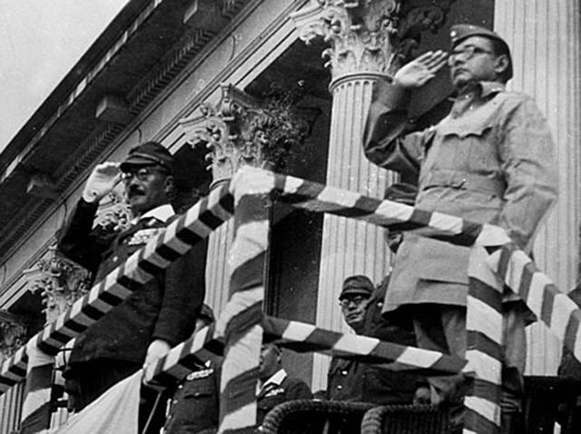 Subhas Chandra Bose with the then Japanese Prime Minister Hideki Tojo at a parade for Indian national independence at Shonan, Japan in 1944.(getty) Subhas Chandra Bose with the then Japanese Prime Minister Hideki Tojo at a parade for Indian national independence at Shonan, Japan in 1944.(getty)