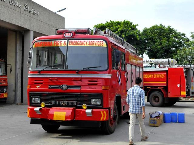 New fire brigade vehicles equipped with latest technology standing at the fire station in Sector 29.(Abhinav Saha/Hindustan Times) New fire brigade vehicles equipped with latest technology standing at the fire station in Sector 29.(Abhinav Saha/Hindustan Times)