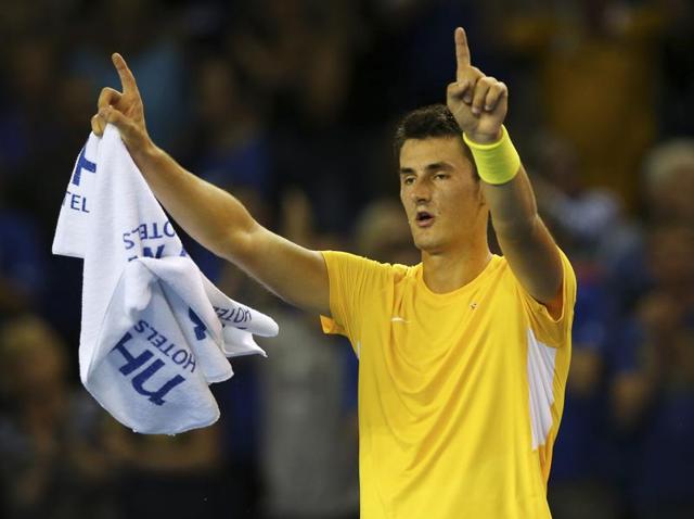 Australia’s Bernard Tomic after beating Britain’s Dan Evans in the Davis Cup semi-final second singles match at the Emirates Arena in Glasgow, Scotland, on September 18, 2015. (AFP Photo) Australia’s Bernard Tomic after beating Britain’s Dan Evans in the Davis Cup semi-final second singles match at the Emirates Arena in Glasgow, Scotland, on September 18, 2015. (AFP Photo)