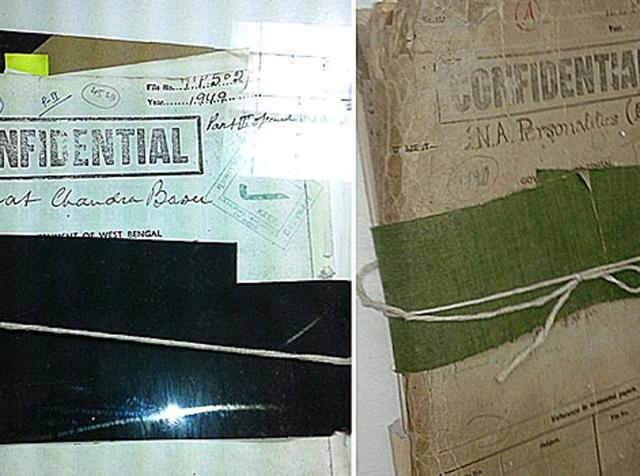 A combination of two close-up images of the declassified Netaji files. (ht photo) A combination of two close-up images of the declassified Netaji files. (ht photo)