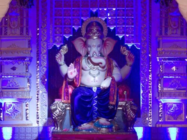 A Ganesha idol during Ganesh Chaturthi celebrations. A Ganesha idol during Ganesh Chaturthi celebrations.