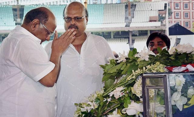 Nationalist Congress Party (NCP) chief Sharad Pawar pays his respects to Jagmohan Dalmiya at the Eden Gardens in Kolkata, on September 21, 2015. (PTI Photo) Nationalist Congress Party (NCP) chief Sharad Pawar pays his respects to Jagmohan Dalmiya at the Eden Gardens in Kolkata, on September 21, 2015. (PTI Photo)