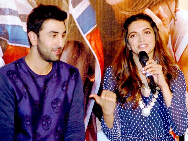 Not that it was all laughter and jokes. Ranbir and Deepika look deep in thought during Tamasha trailer launch. (AFP PHOTO)