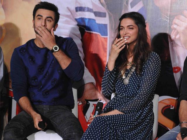 As Deepika makes a point at the Tamasha trailer launch, Ranbir listens intently. (AP PHOTO)