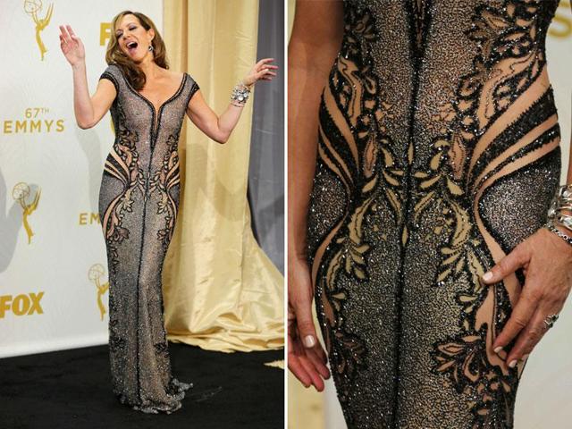 Allison Janney wore a fabulous hand embroidered gown to the event. The detail on it is just too good to be true. (AGENcies)