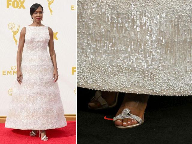 Regina King wore a white embellished gown with a very unique, billowy skirt. Reminds you of lamps, does it? (AGENcies)