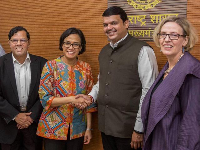 Maharashtra CM Devendra Fadnavis meets a World Bank team in Mumbai. His government’s decision to ban sale of beef has come under criticism.(PTI) Maharashtra CM Devendra Fadnavis meets a World Bank team in Mumbai. His government’s decision to ban sale of beef has come under criticism.(PTI)