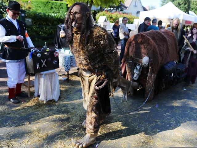 A fantasy enthusiast, dressed as an orc, attends the Cidre et Dragon (Cider and Dragon) fantasy festival on September 20, 2015 in Merville-Franceville-Plage, northwest France. (AFP) 