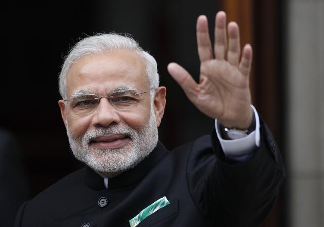PM Narendra Modi waves as he arrives for a meeting in Ireland. Modi will meet the leaders of the tech giants Facebook, Google, Tesla and Microsoft during his visit to the Silicon Valley.(AP) PM Narendra Modi waves as he arrives for a meeting in Ireland. Modi will meet the leaders of the tech giants Facebook, Google, Tesla and Microsoft during his visit to the Silicon Valley.(AP)