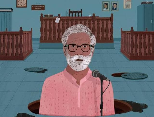 A poster for Chaitanya Tamhane’s Court. A poster for Chaitanya Tamhane’s Court.