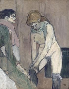 Henri de Toulouse Lautrec (1864-1901) “Woman pulling on her stocking” - 1894. Henri de Toulouse Lautrec (1864-1901) “Woman pulling on her stocking” - 1894.