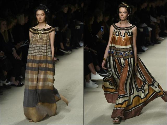 The collection seemed inspired from the Egyptian style of clothes. (AFP) The collection seemed inspired from the Egyptian style of clothes. (AFP)