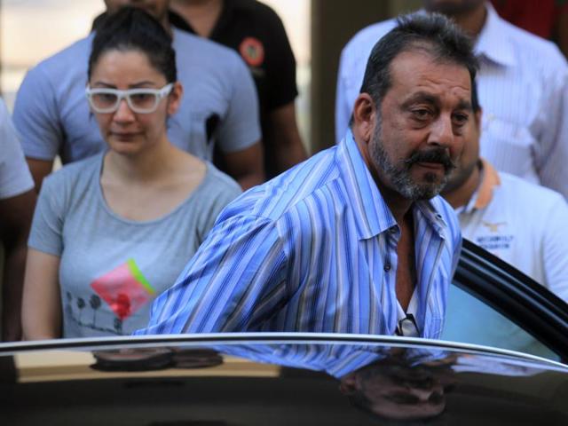 Actor Sanjay Dutt with his wife Manyata as he leaves his residence to return to Yerwada Prison in January 2015. (Kunal Patil/ HT Photo) Actor Sanjay Dutt with his wife Manyata as he leaves his residence to return to Yerwada Prison in January 2015. (Kunal Patil/ HT Photo)