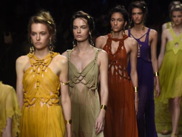 Models present creations for fashion house Alberta Ferretti. (AFP) Models present creations for fashion house Alberta Ferretti. (AFP)