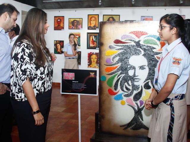 A DY Patil International student’s painting, which earned the highest bid at an art exhibition.