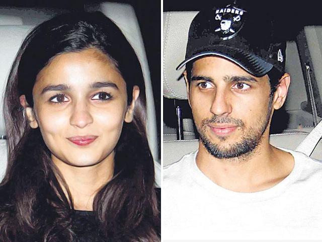 Alia Bhatt and Sidharth Malhotra were seen leaving Karan Johar's office.(HT Photo/ Yogen Shah)