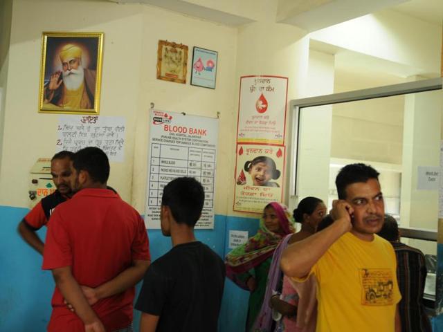 The blood bank at civil hospital in Jalandhar.(Pardeep Pandit/HT Photo)