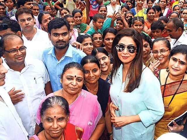 Sridevi was present at the opening of a public toilet in Versova, Mumbai. (Photo: Viral Bhayani)