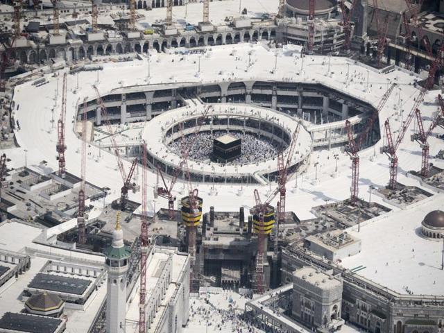 An aerial view shows the Grand mosque and the Kaaba (center) in Saudi Arabia's holy Muslim city of Mecca. (AFP) An aerial view shows the Grand mosque and the Kaaba (center) in Saudi Arabia's holy Muslim city of Mecca. (AFP)