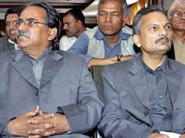 Former Nepal PM Baburam Bhattarai (right) with Pushpa Kamal Dahal ‘Prachanda’.(File Photo) Former Nepal PM Baburam Bhattarai (right) with Pushpa Kamal Dahal ‘Prachanda’.(File Photo)