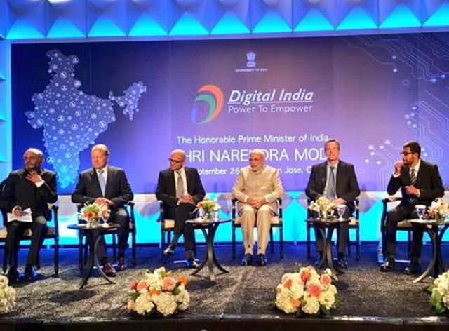 Prime Minister Narendra Modi at the panel discussion with tech CEOs.(Twitter) Prime Minister Narendra Modi at the panel discussion with tech CEOs.(Twitter)