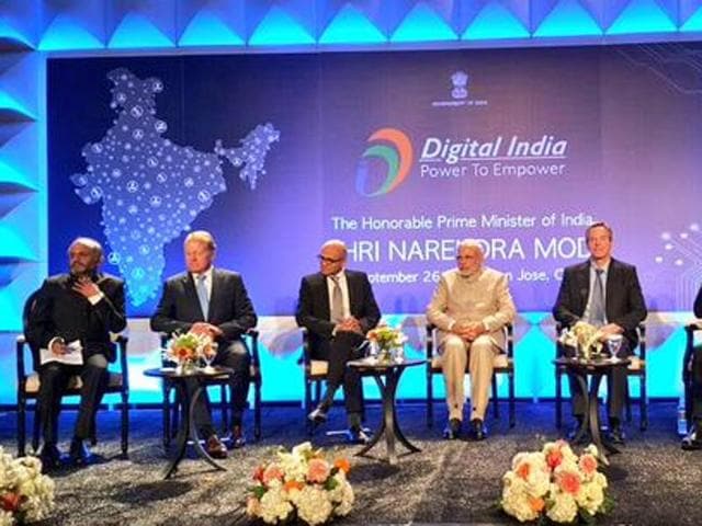 Prime Minister Narendra Modi at a ‘Digital India’ event in San Jose. (MEA) Prime Minister Narendra Modi at a ‘Digital India’ event in San Jose. (MEA)