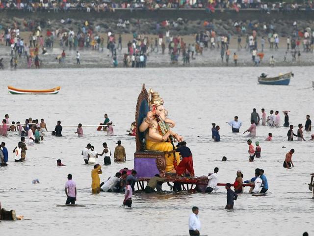 The immersion of the idols marks the end of the ten-day long Ganesha Chaturthi . (AP Photo) The immersion of the idols marks the end of the ten-day long Ganesha Chaturthi . (AP Photo)