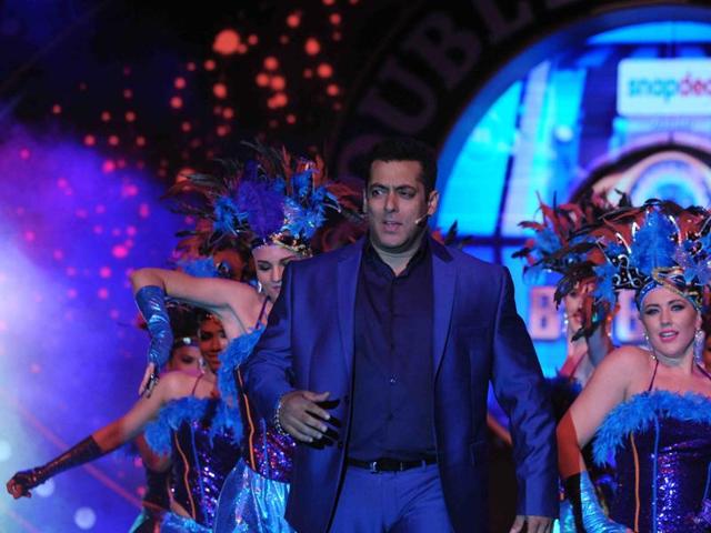 Salman Khan performs during the press conference of Bigg Boss 9 in Mumbai on September 28. (AFP)