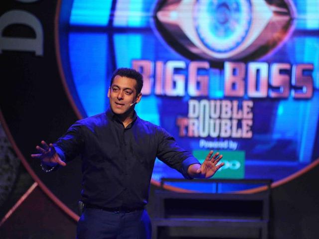 Salman Khan reacts to a ‘jazbaati sawal’ on ex-flame Aishwarya Rai Bachchan during the press conference of Bigg Boss 9 in Mumbai on September 28. (AFP)