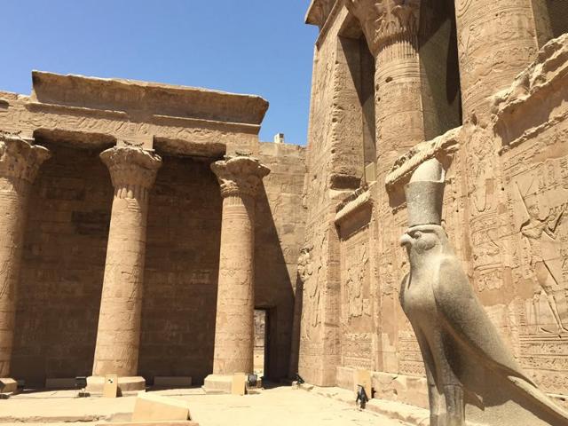 The Temple of Horus at Edfu, between Luxor and Aswan, is one of Egypt’s most well-preserved monuments. It is dedicated to the falcon god Horus. (AP)