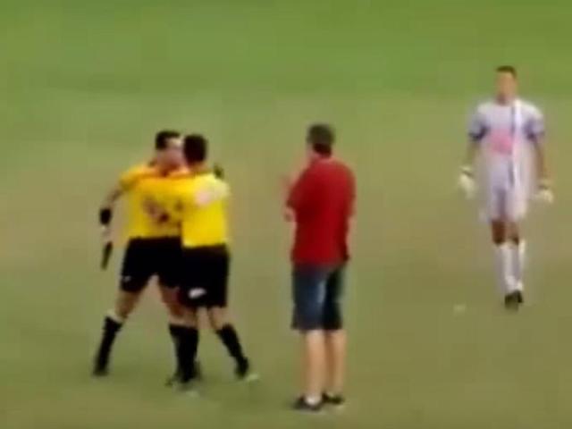 Brazil football referee skips red card, goes straight for gun